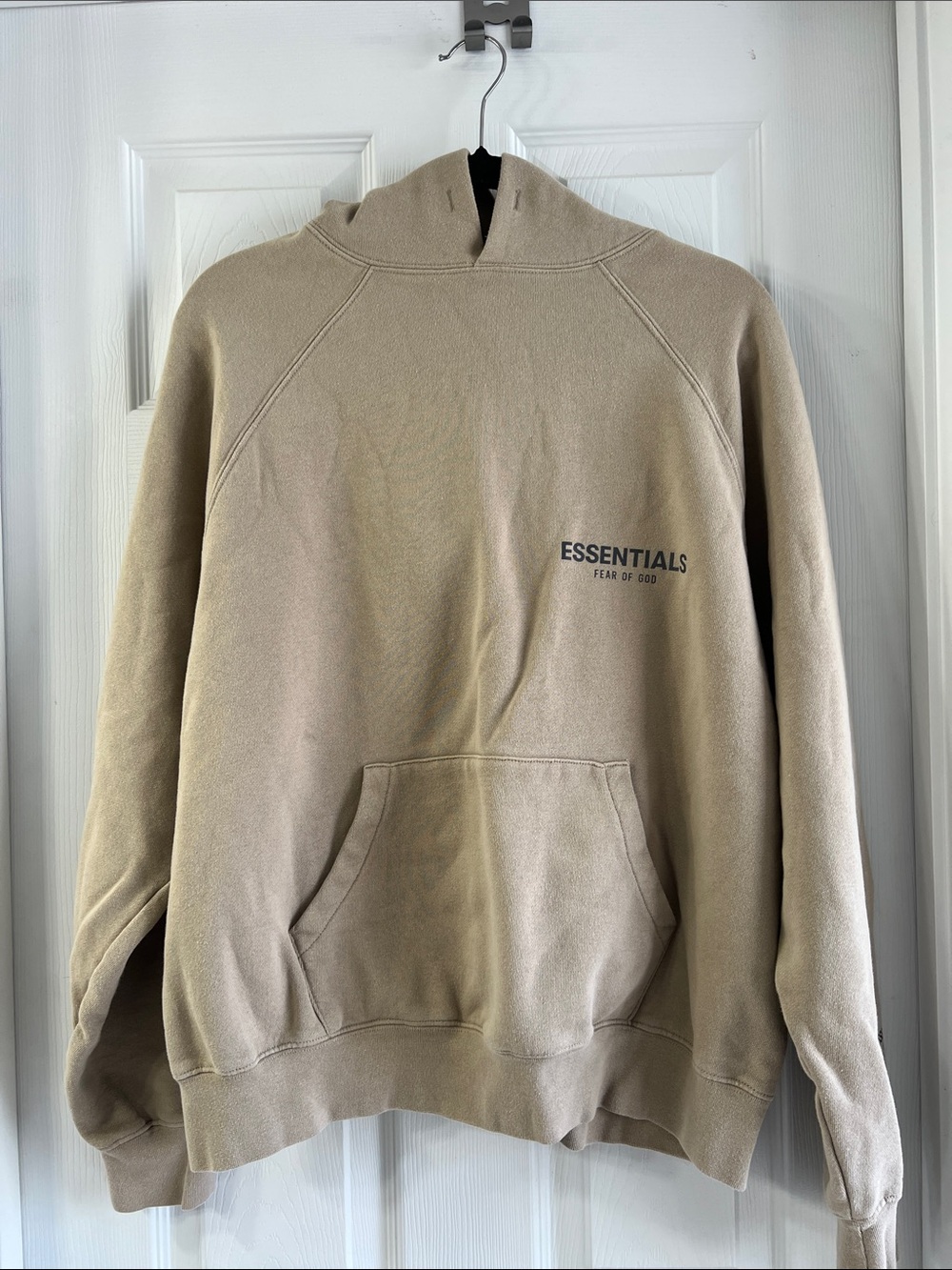 Essentials Beige Logo Pullover Hoodie